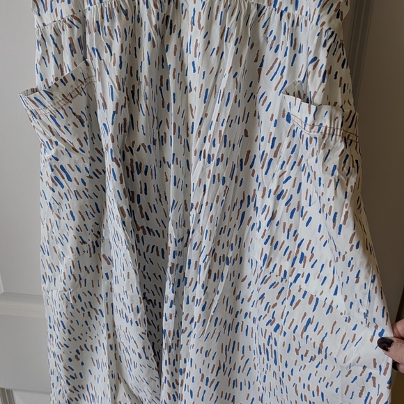 Alfani White Midi Dress with Blue Pattern Size 18 - Picture 4 of 5